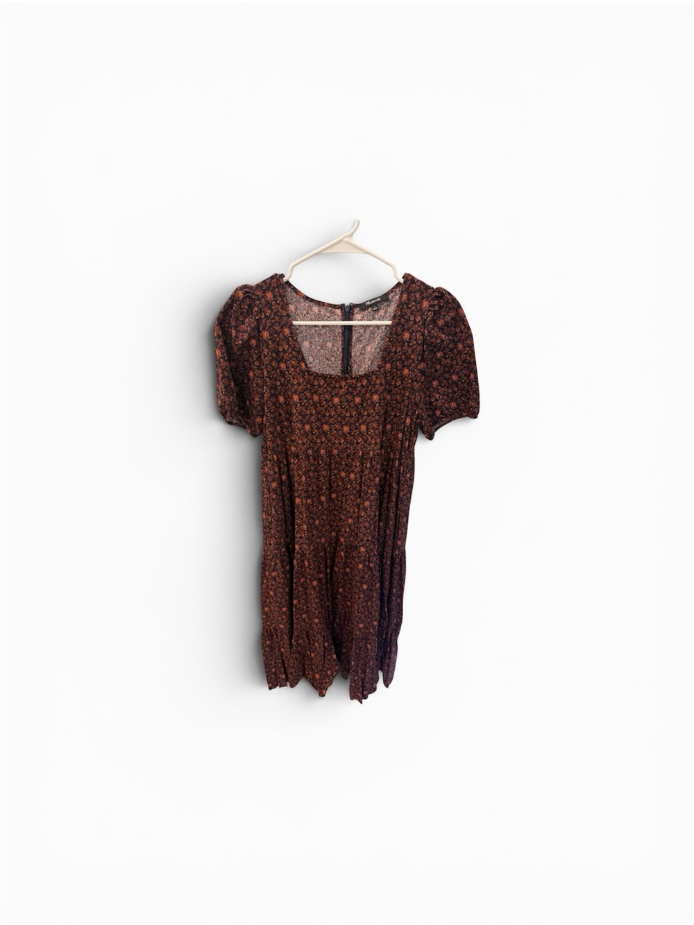 Madewell Floral Midi Dress in Brown and Rust